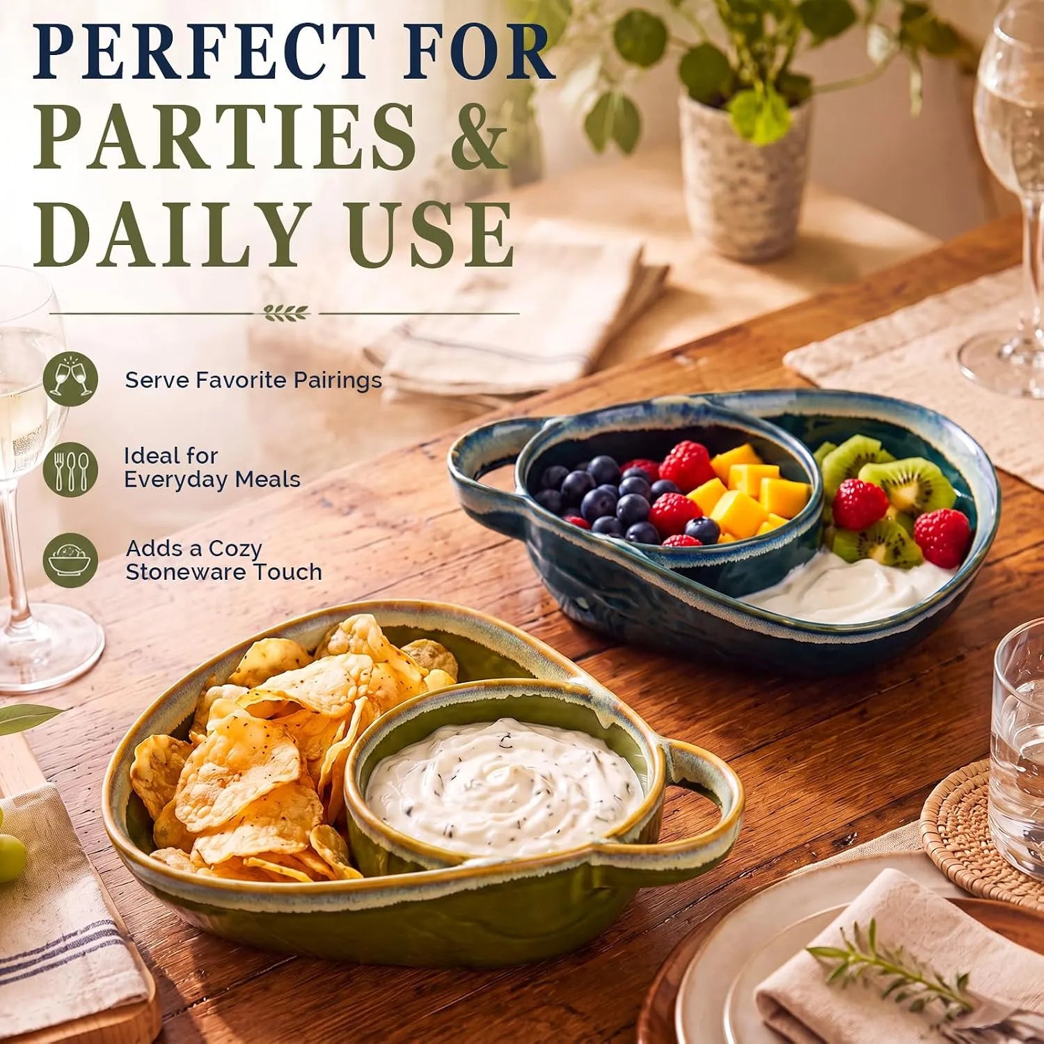 Ceramic Divided Soup & Sandwich Bowl with Handle