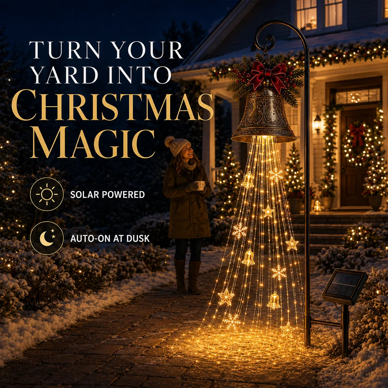 Christmas Bell Cascade Solar Yard Light