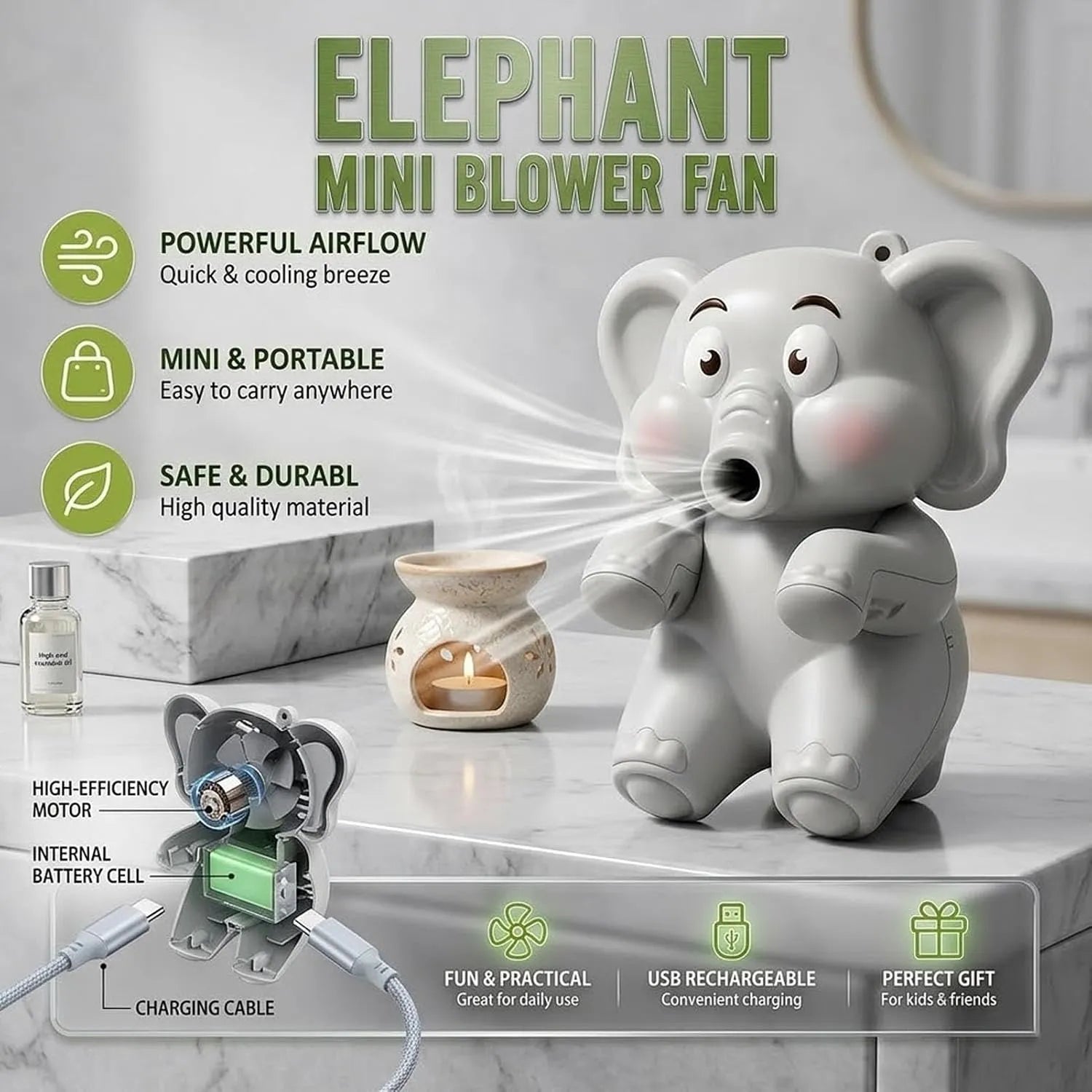 Elephant Clip-On Food Cooling Fan