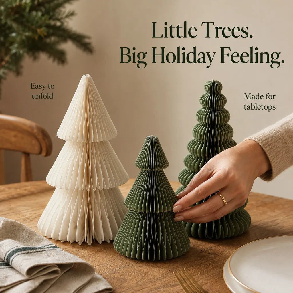 Fold-Flat Honeycomb Christmas Tree Sets