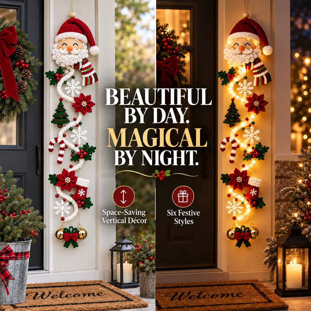 Glowing Christmas Door Hanger – Light-Up Vertical Holiday Décor
