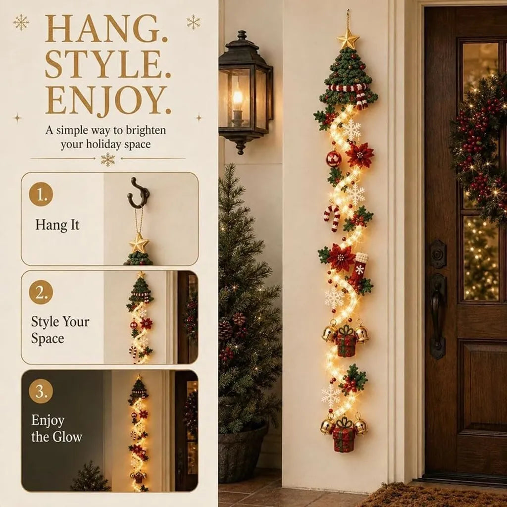 Glowing Christmas Door Hanger – Light-Up Vertical Holiday Décor
