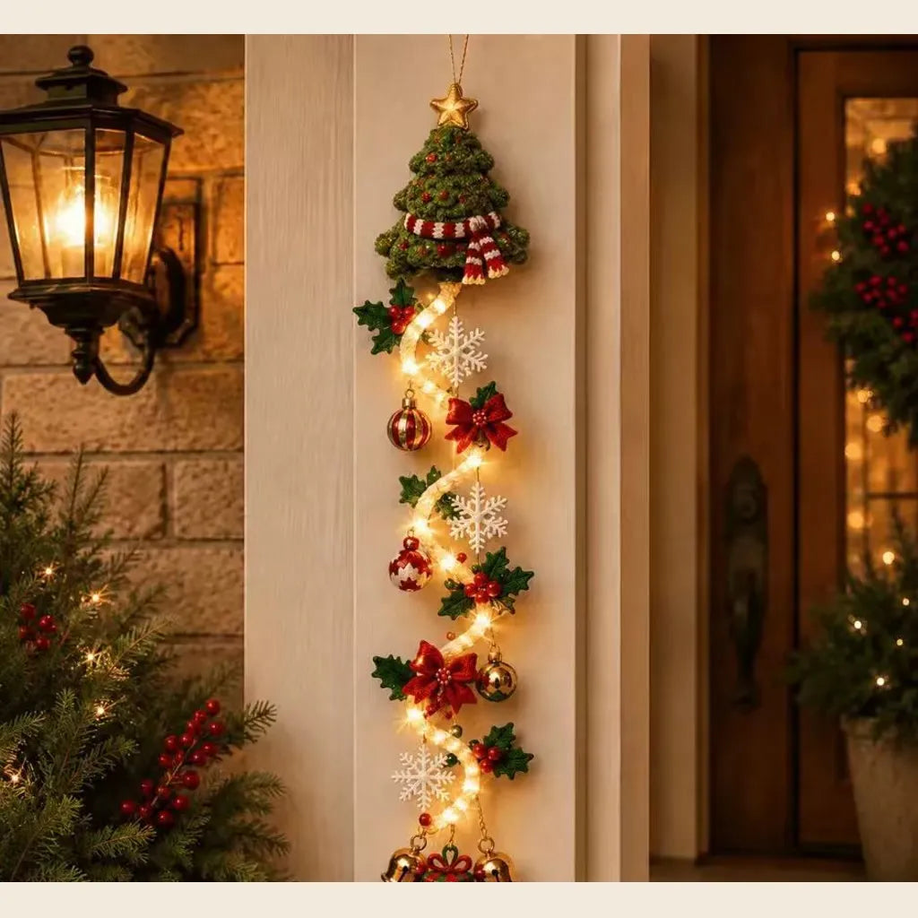 Glowing Christmas Door Hanger – Light-Up Vertical Holiday Décor