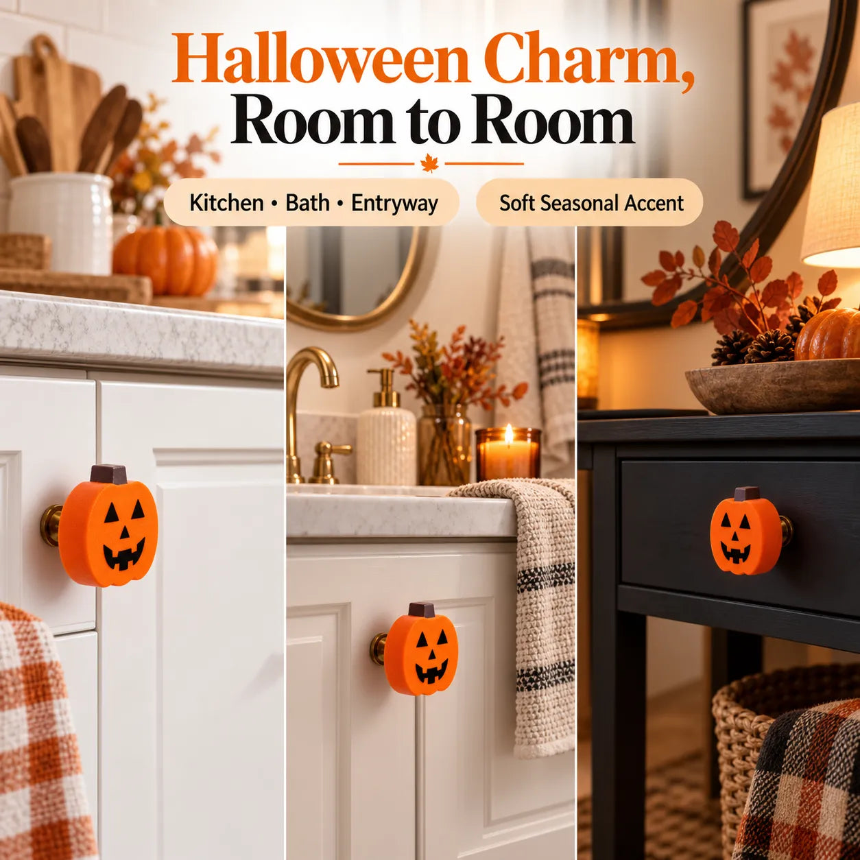 Halloween Pumpkin Knob Covers — 2-Piece Set