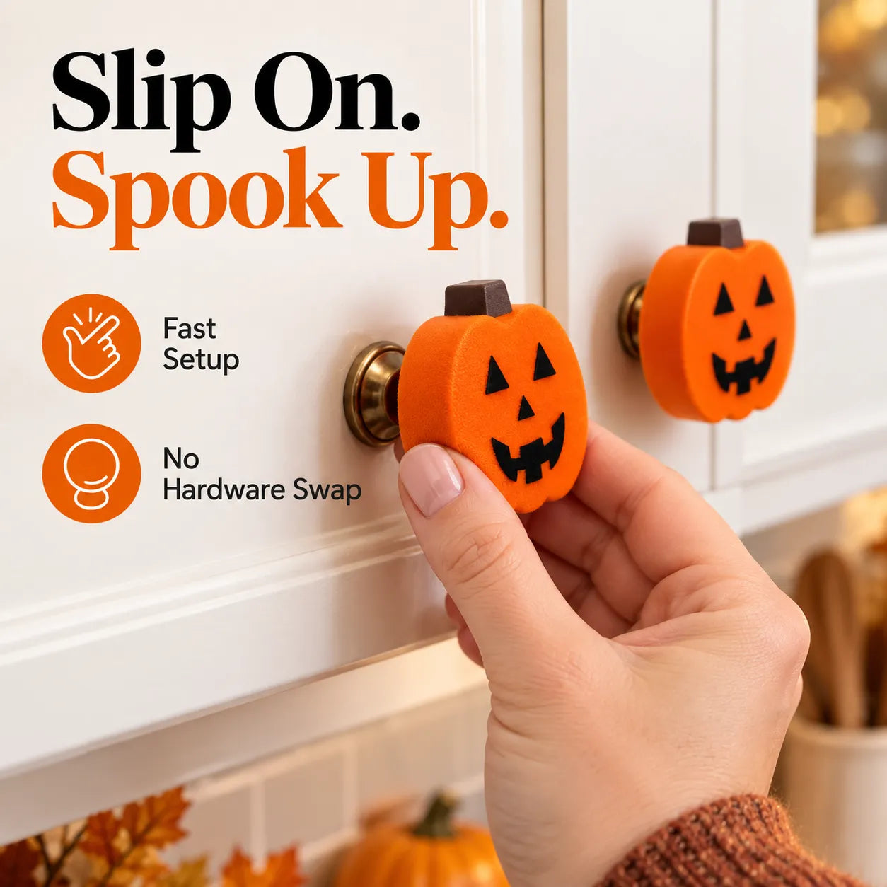 Halloween Pumpkin Knob Covers — 2-Piece Set