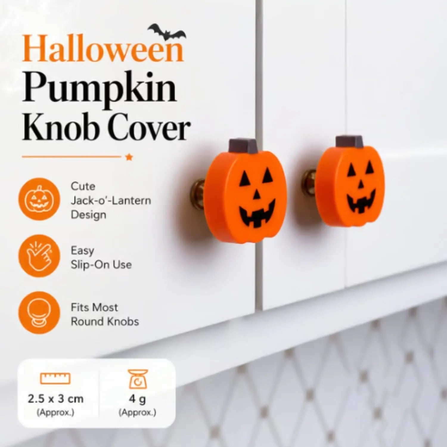 Halloween Pumpkin Knob Covers — 2-Piece Set