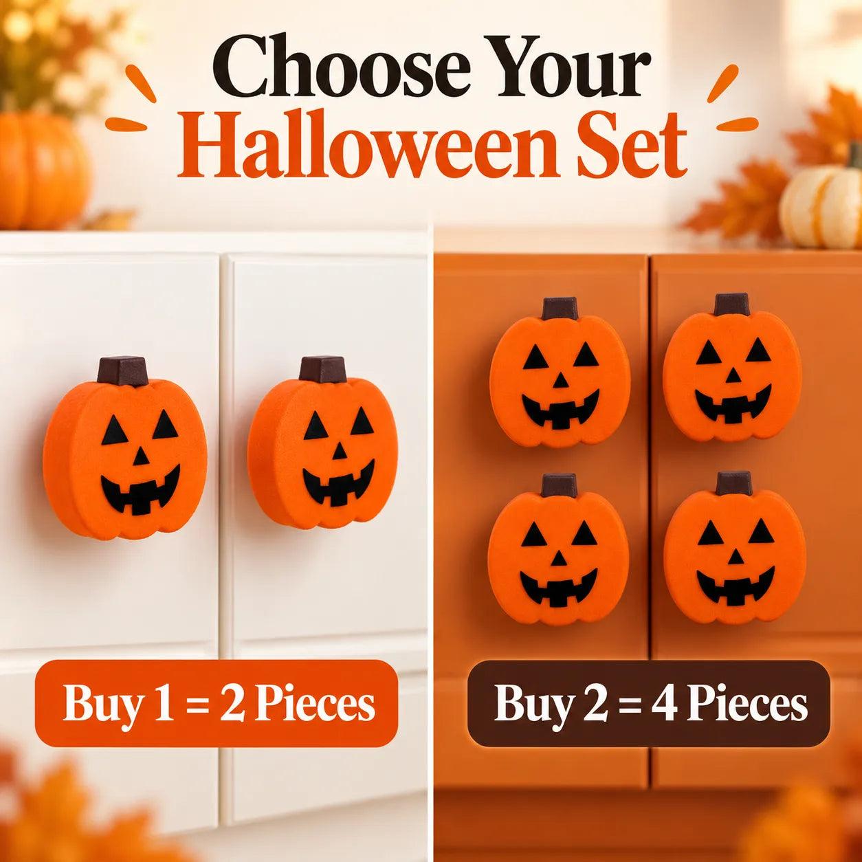Halloween Pumpkin Knob Covers — 2-Piece Set