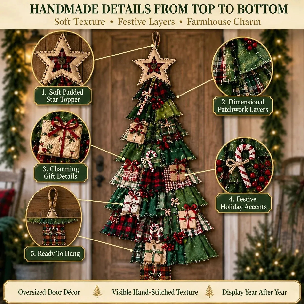 Make Your Own Oversized Patchwork Christmas Tree Door Hanging Kit