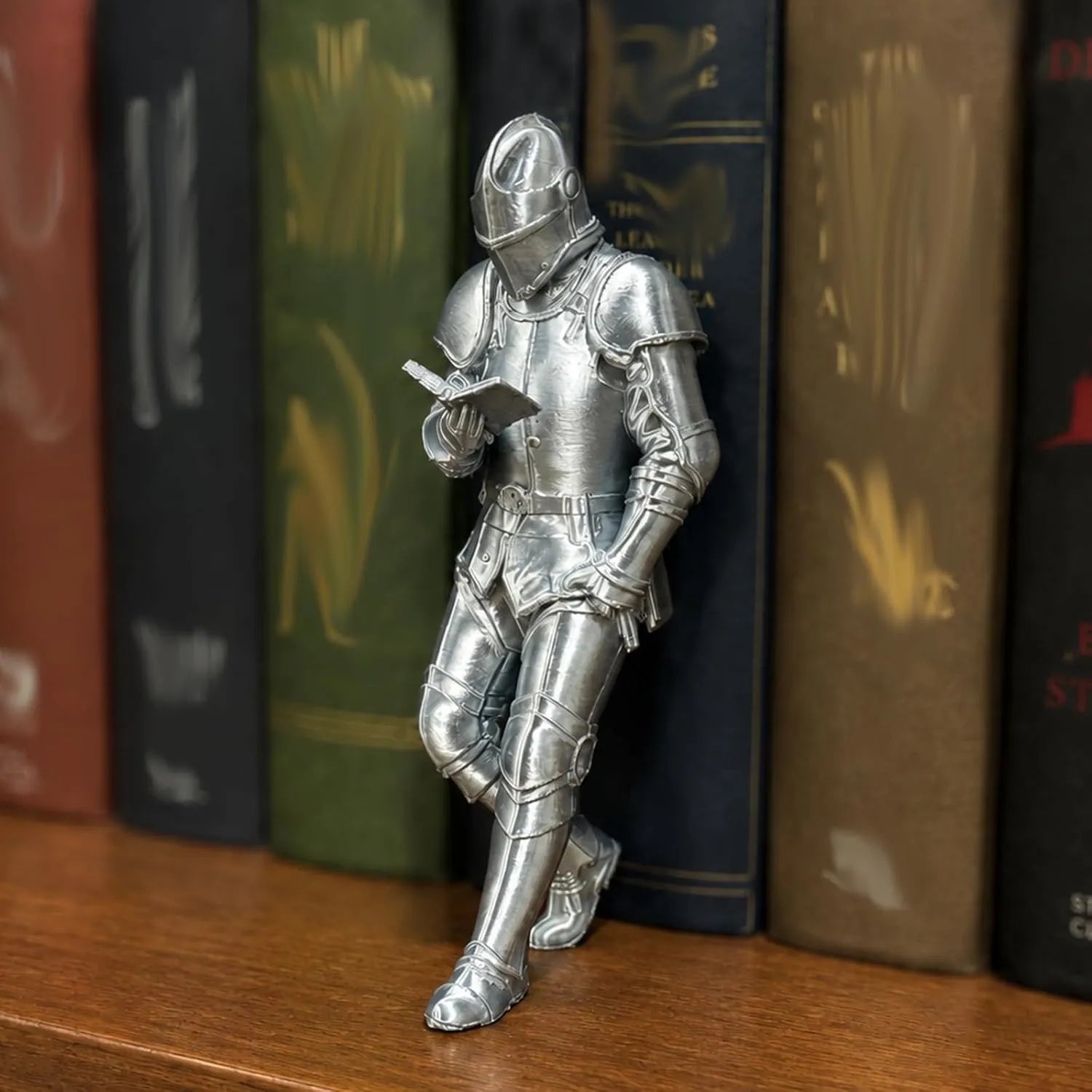 Medieval Knight Reading Bookend Decor