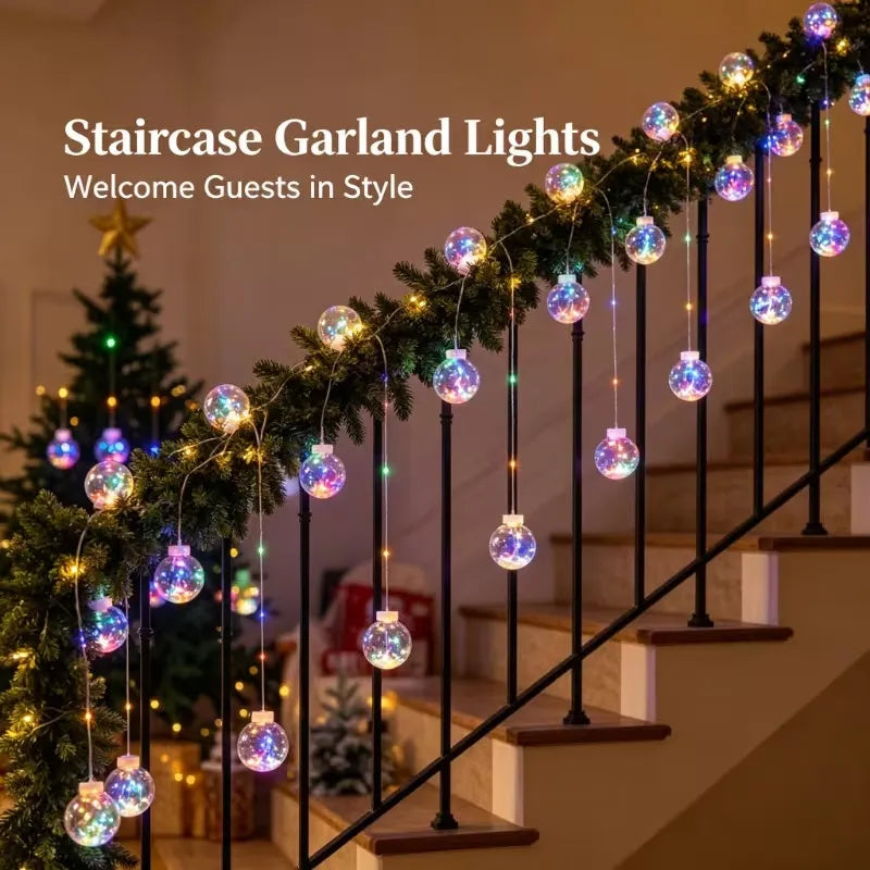 Multicolor Crackle Globe Curtain Lights – 200 LEDs, 10 Globes