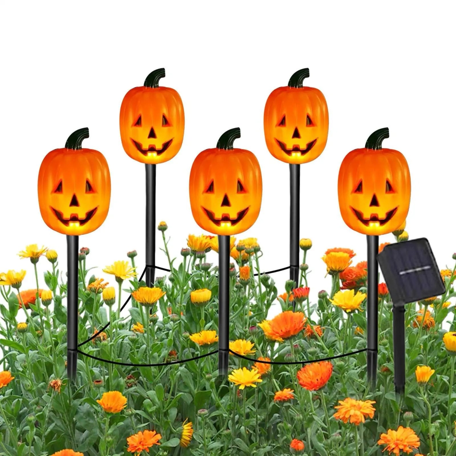 Nostalgic Solar Pumpkin Pathway Lights – 5-Piece Set