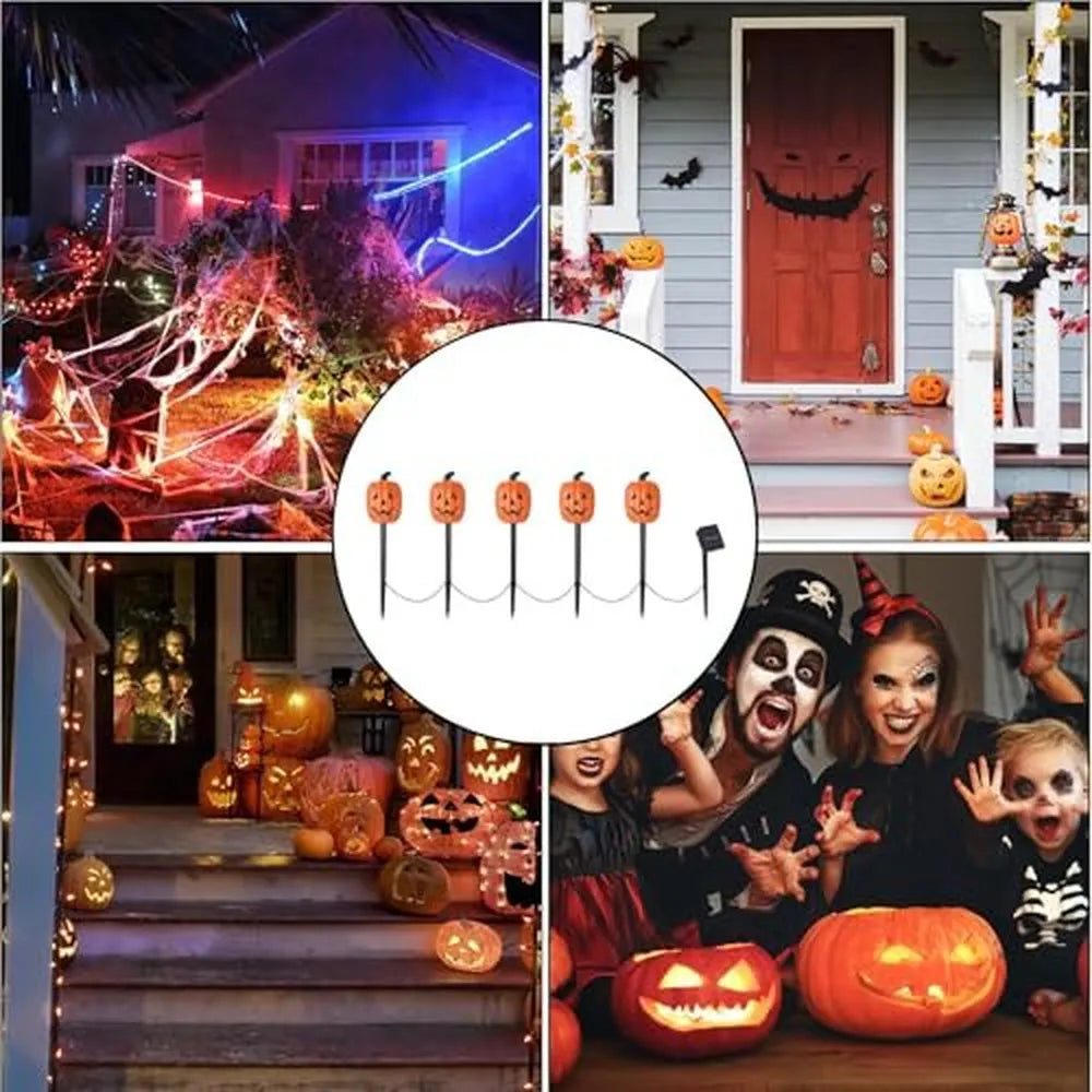 Nostalgic Solar Pumpkin Pathway Lights – 5-Piece Set