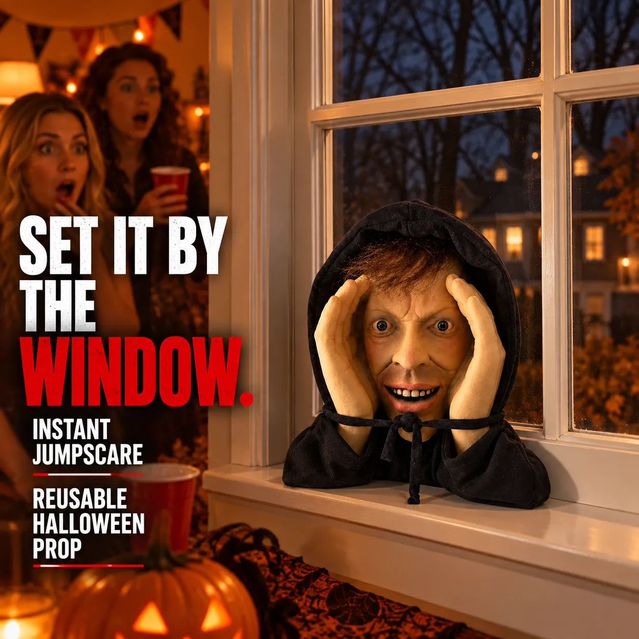 Realistic Peeping Window Halloween Prank Prop