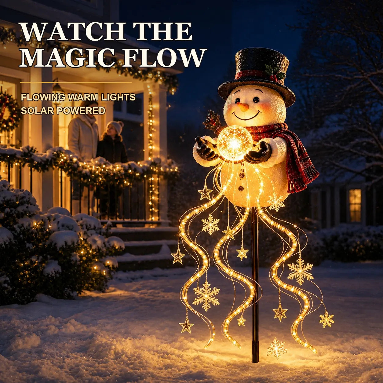 Snowman Magic Fountain Solar Christmas Garden Light