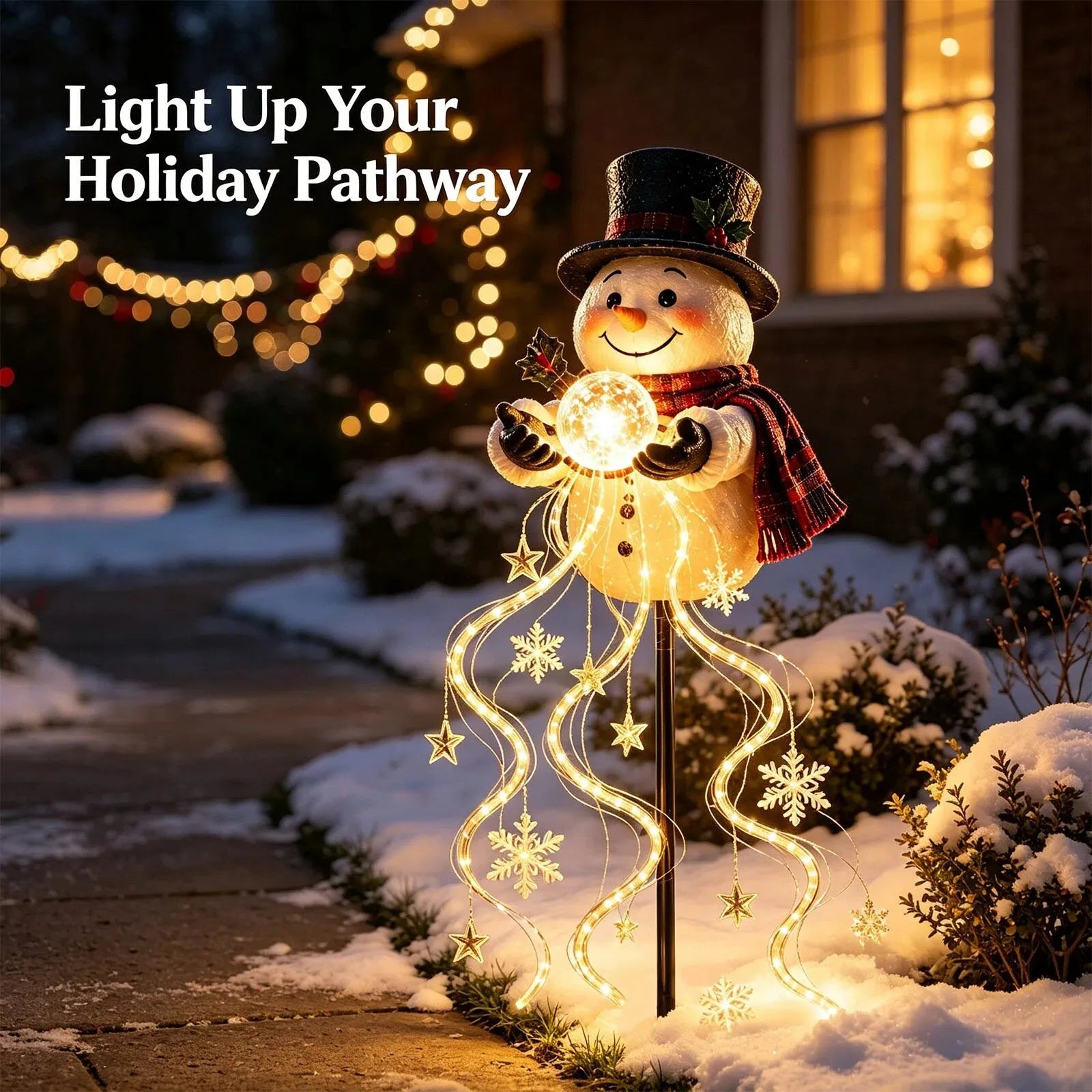 Snowman Magic Fountain Solar Christmas Garden Light