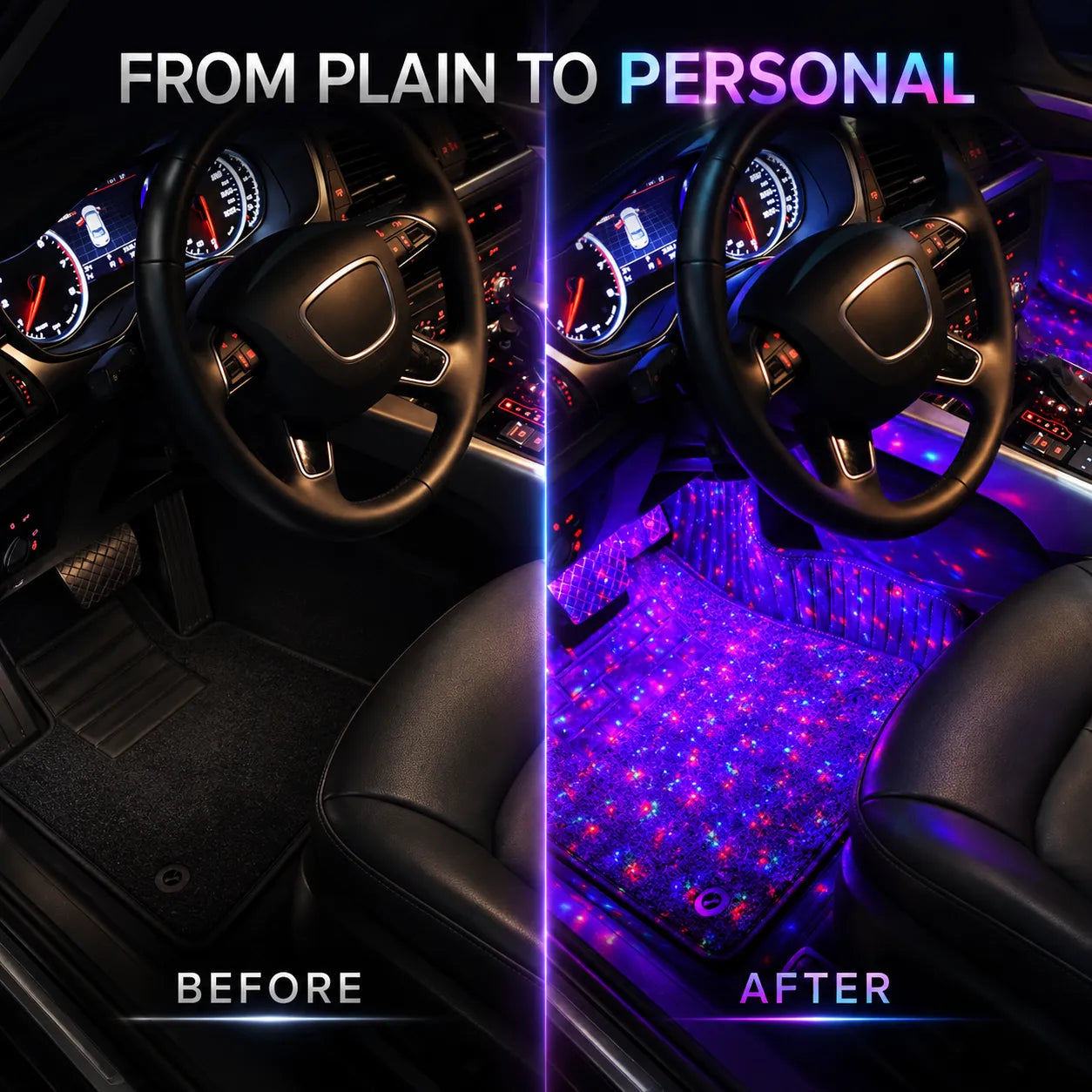 Starlit Drive Sound-Reactive Car Footwell Light Kit