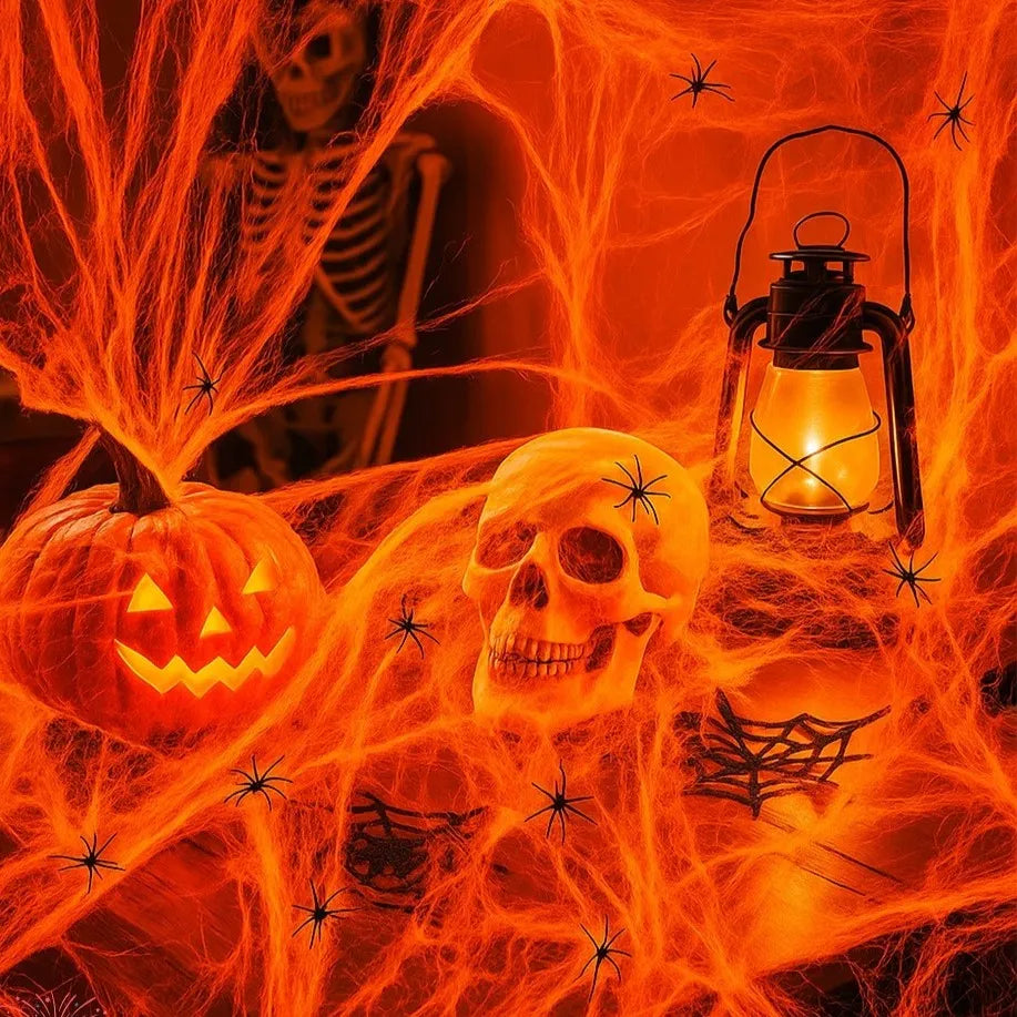 Stretchable Halloween Spider Web Decoration Set