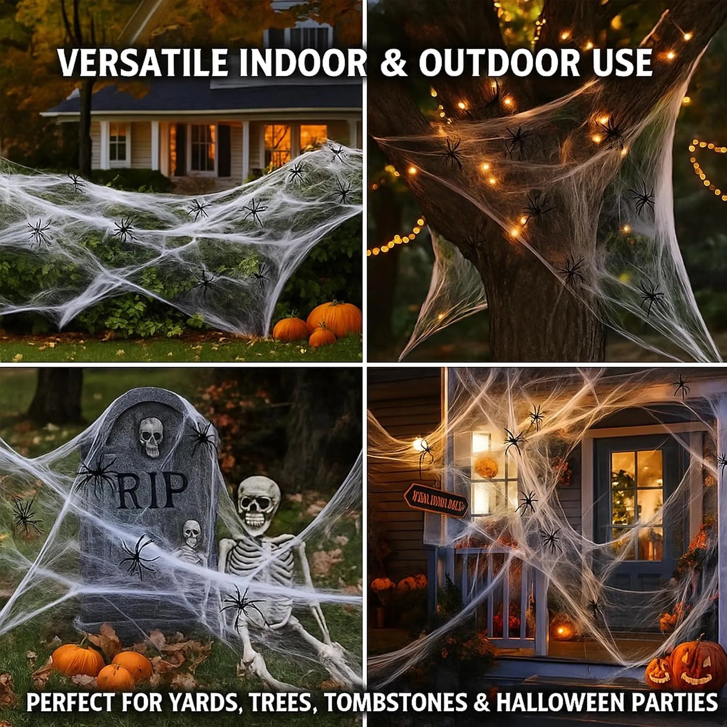 Stretchable Halloween Spider Web Decoration Set