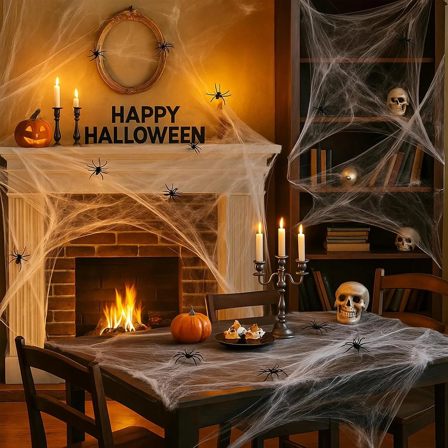 Stretchable Halloween Spider Web Decoration Set