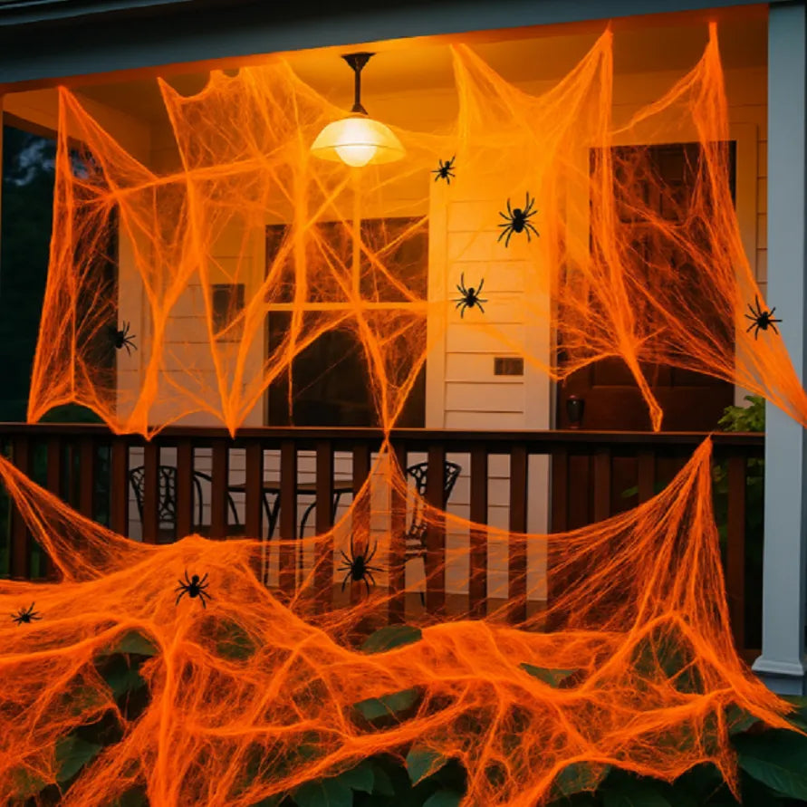 Stretchable Halloween Spider Web Decoration Set