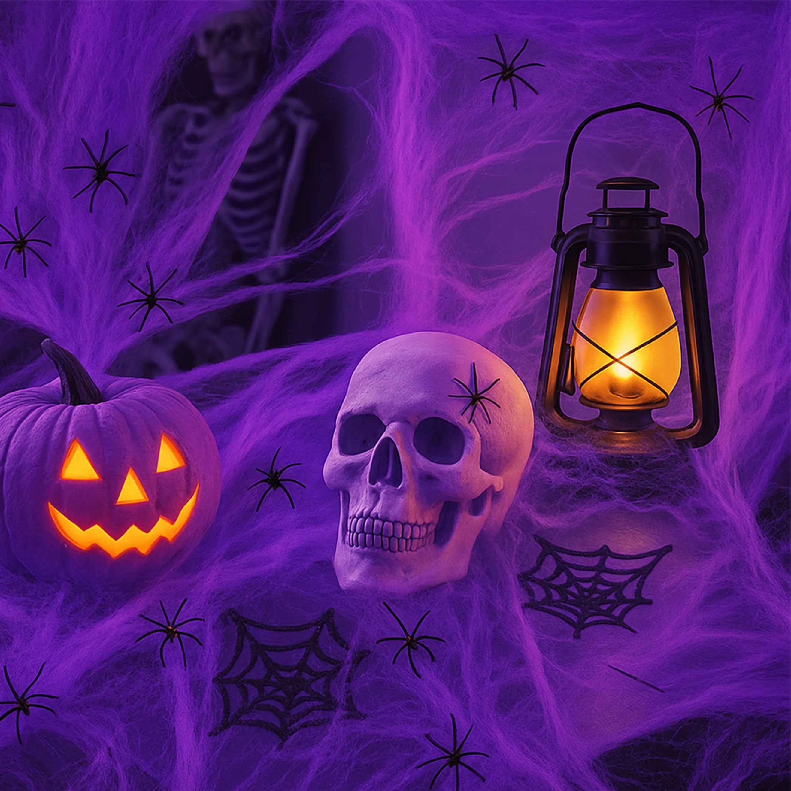 Stretchable Halloween Spider Web Decoration Set