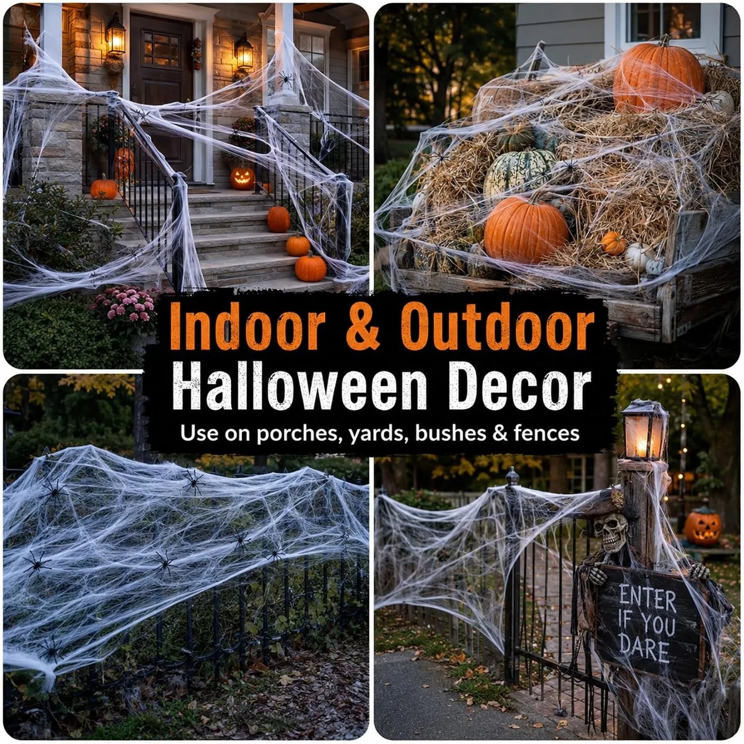 Stretchable Halloween Spider Web Decoration Set