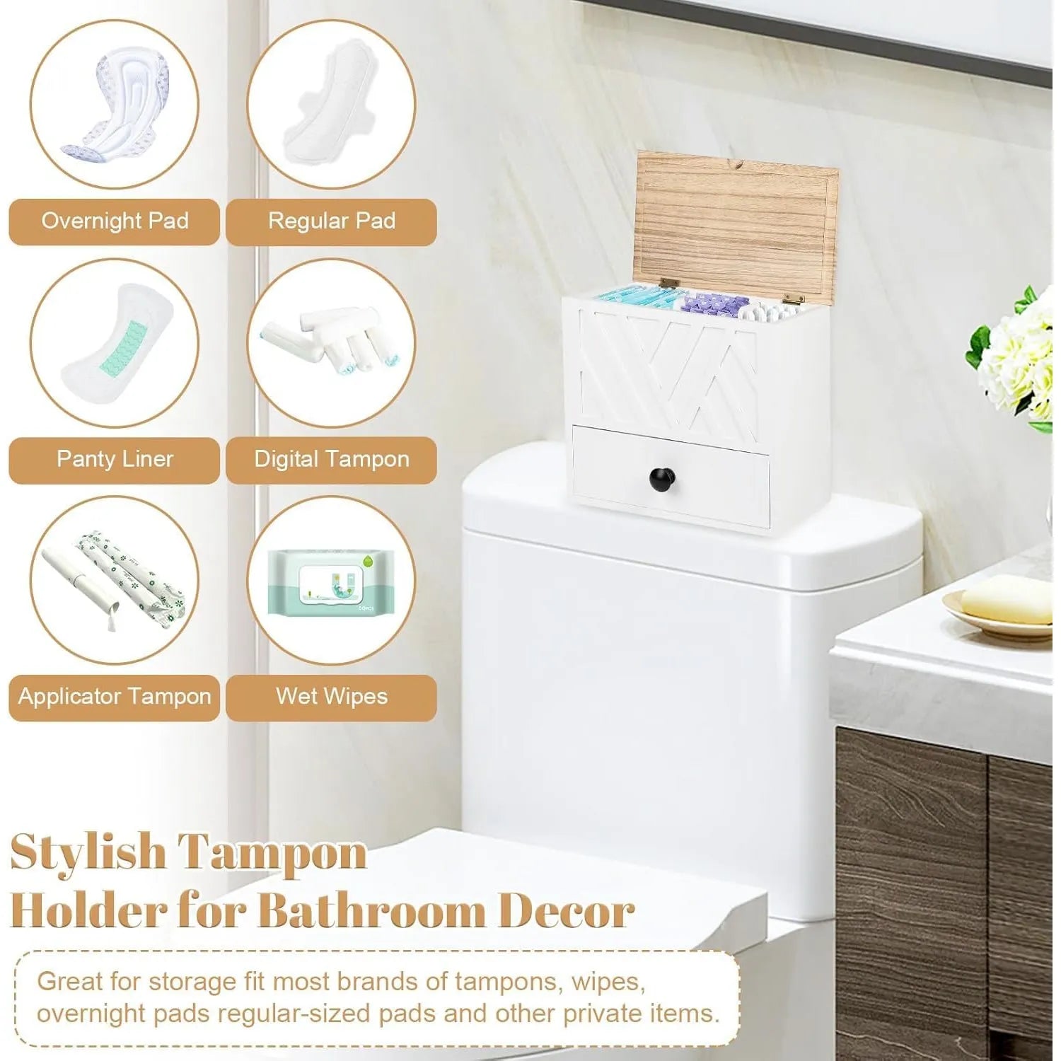 Two-Tier Wooden Bathroom Organizer