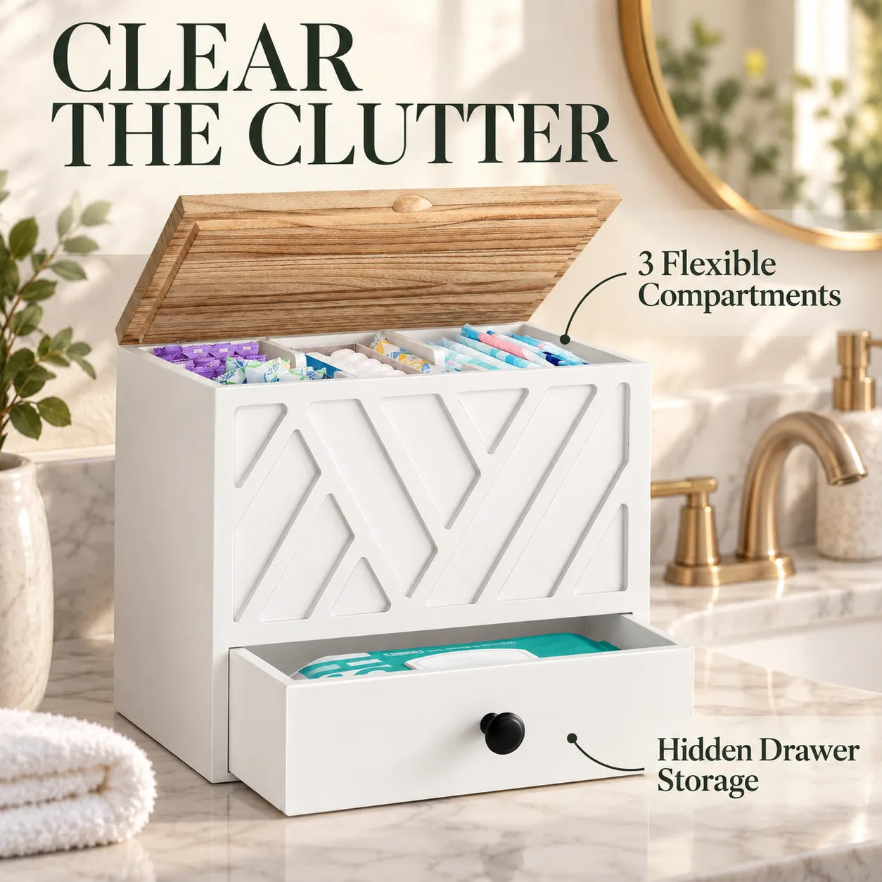 Two-Tier Wooden Bathroom Organizer