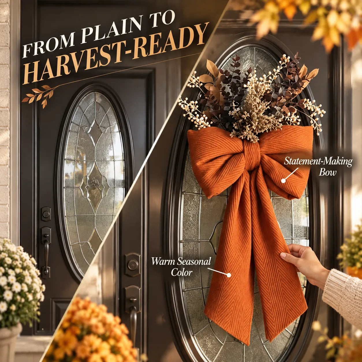 Warm Welcome Harvest Bow Door Swag