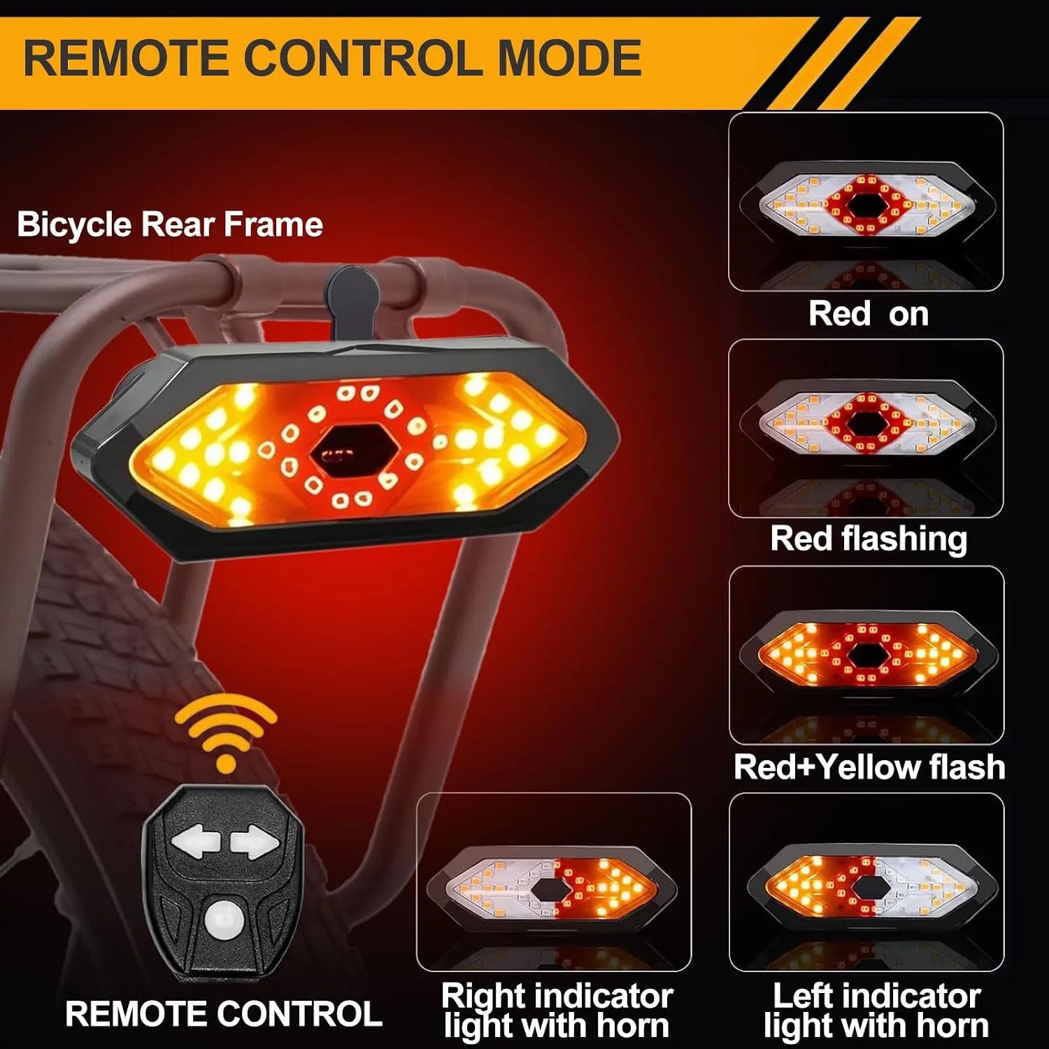 Wireless Bike Turn Signal Tail Light with Handlebar Remote