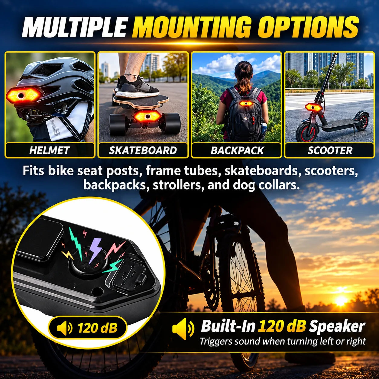 Wireless Bike Turn Signal Tail Light with Handlebar Remote