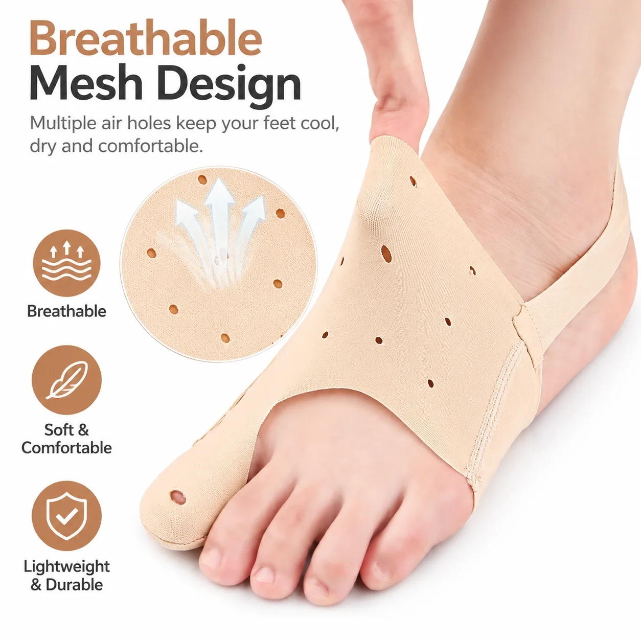 Adjustable Foot Guard Support Brace with 8-Level Tension Control for Toe Alignment & Foot Comfort