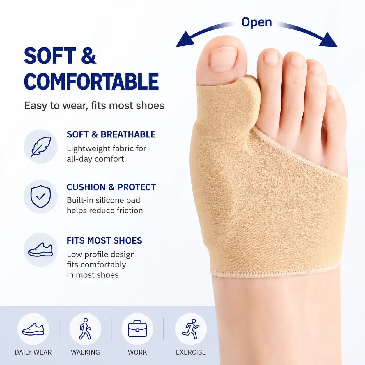 Daily Comfort Toe Support Sleeve (1 Pair)