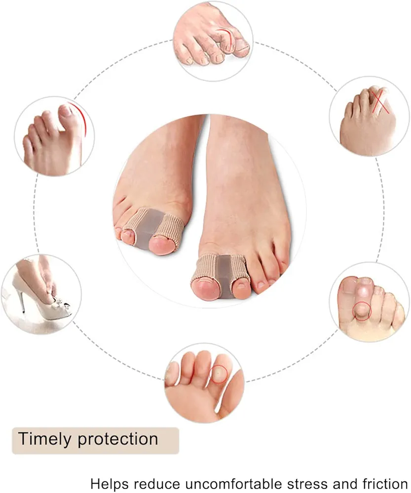 Gel Toe Spacers for Overlapping Toes Women Men, Bunion Toe Separators with 2 Loops for Feet, Hammer Toe Support Pads (2PC)