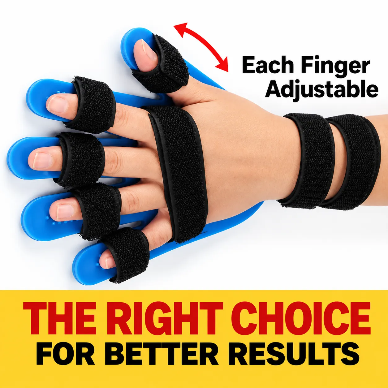 Adjustable Finger & Wrist Stretching Support Board – Hand Exercise Trainer with Individual Finger Straps
