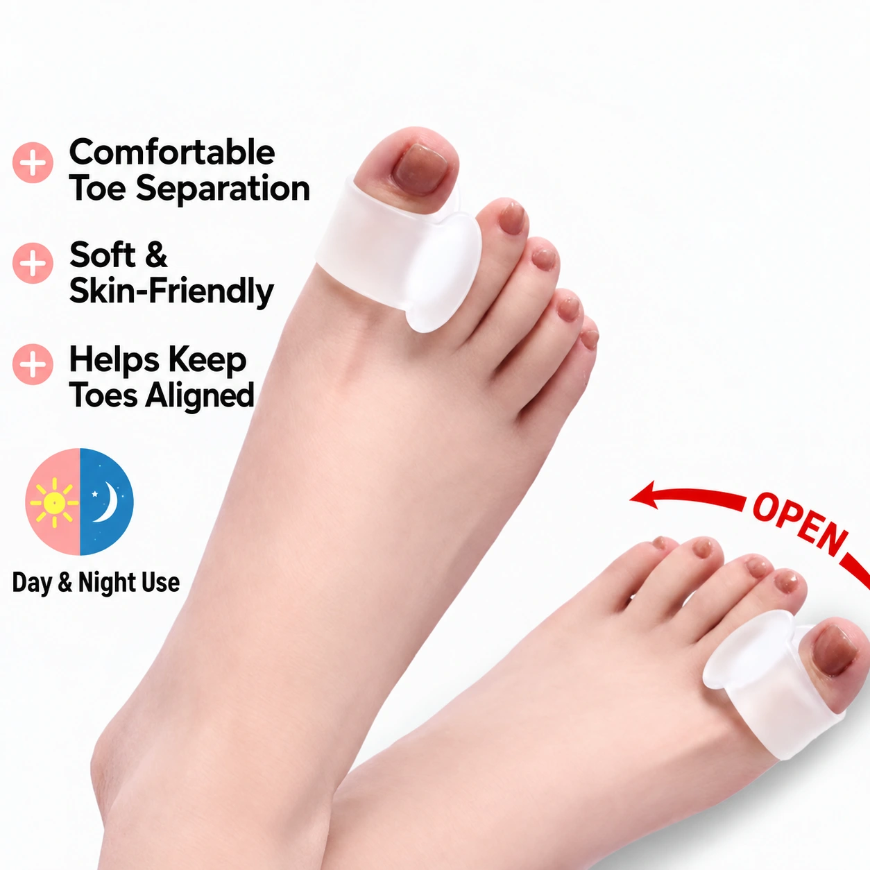 Silicone Toe Separator for Everyday Comfort | Big Toe Support & Toe Alignment Aid