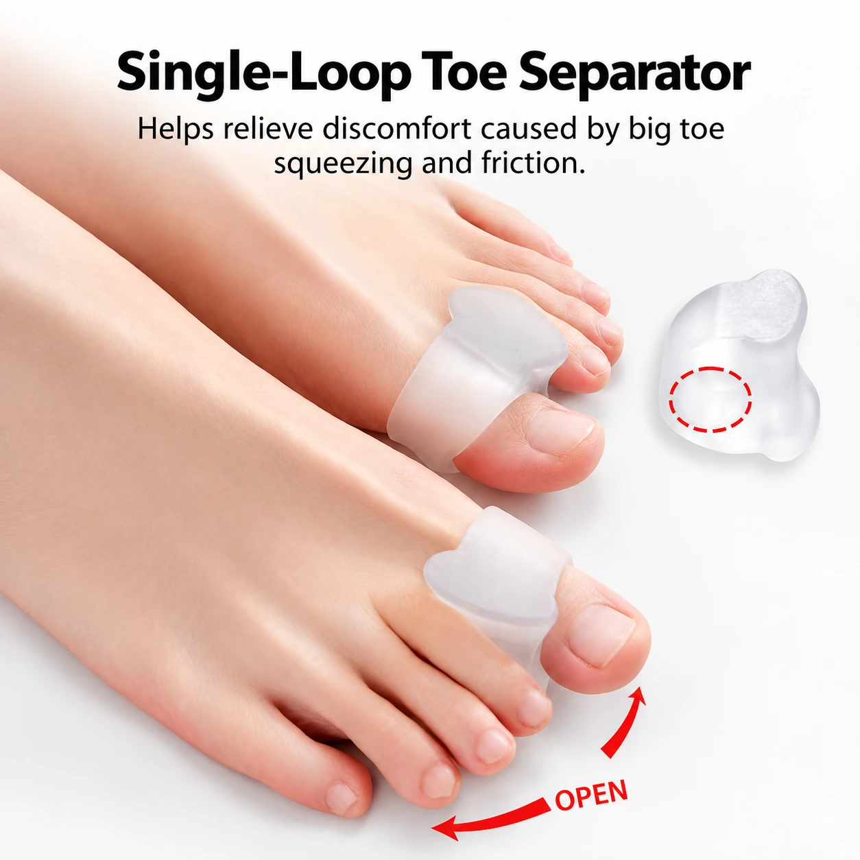 Silicone Toe Separator for Everyday Comfort | Big Toe Support & Toe Alignment Aid