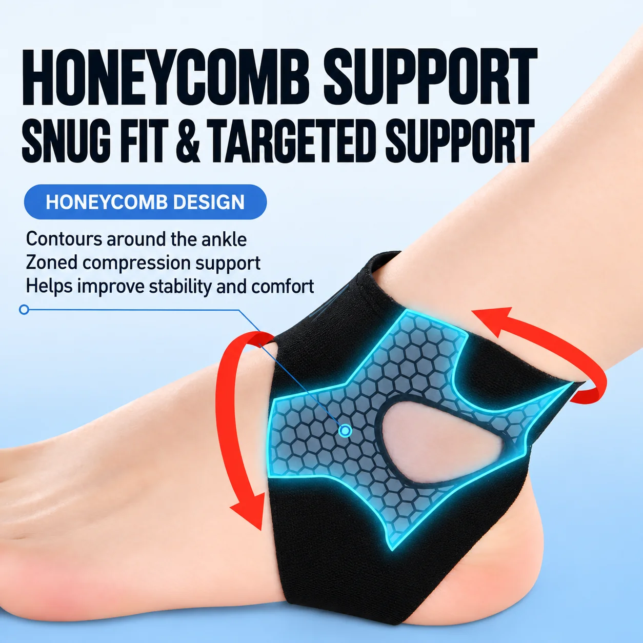 Adjustable Honeycomb Ankle Support Brace – Dual-Strap Stability & Comfortable Fit