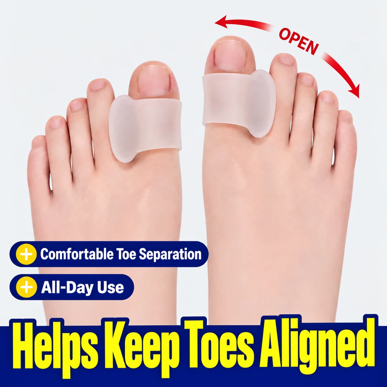 Silicone Toe Separator for Everyday Comfort | Big Toe Support & Toe Alignment Aid