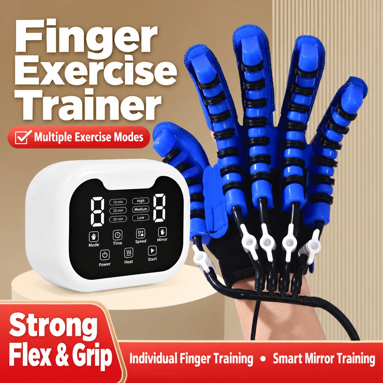 Smart Air-Powered Finger Exercise Trainer – Adjustable Hand Movement & Grip Training Glove