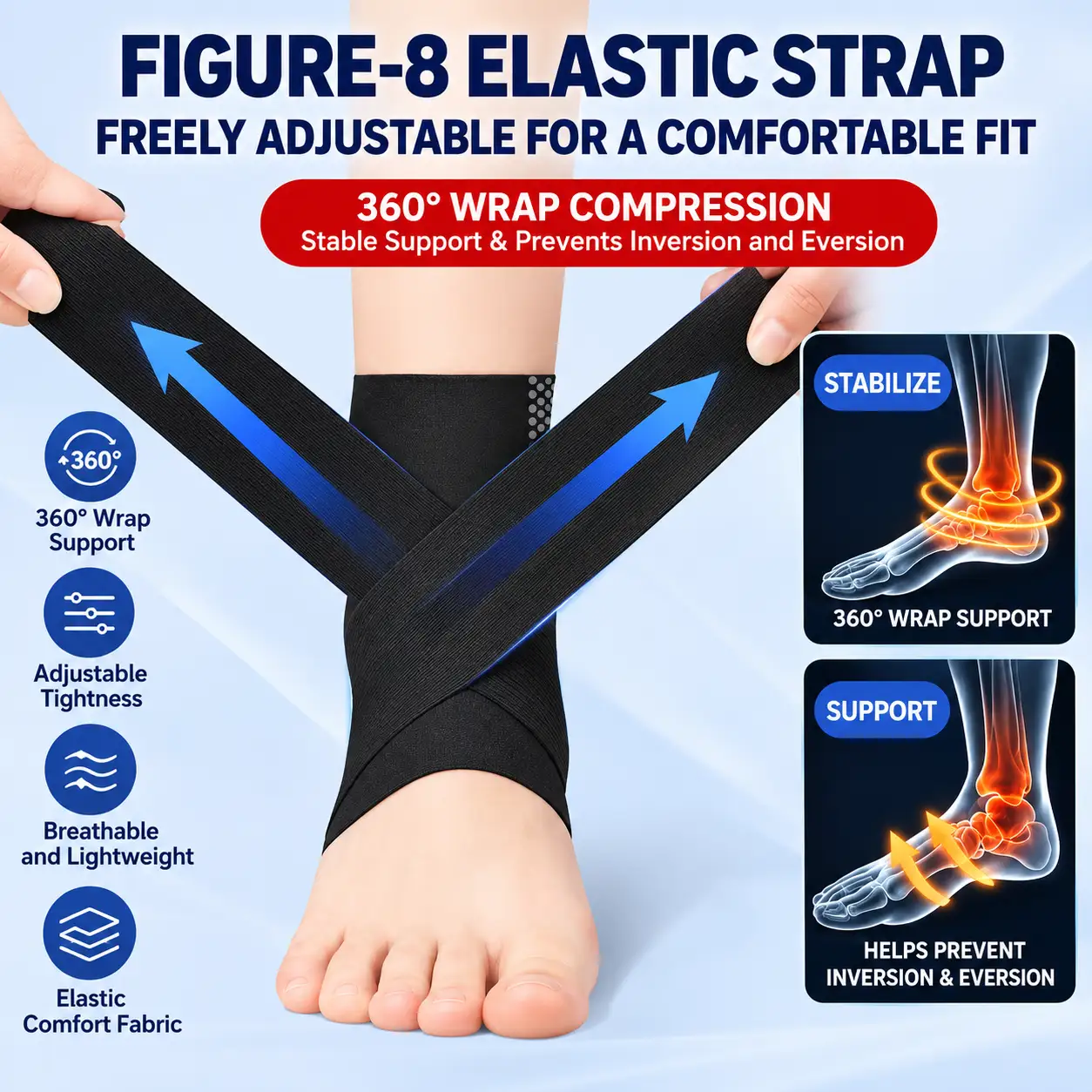 Ultra-Thin Ankle Support Brace with Gel Pads – Adjustable Compression Wrap for Everyday Comfort