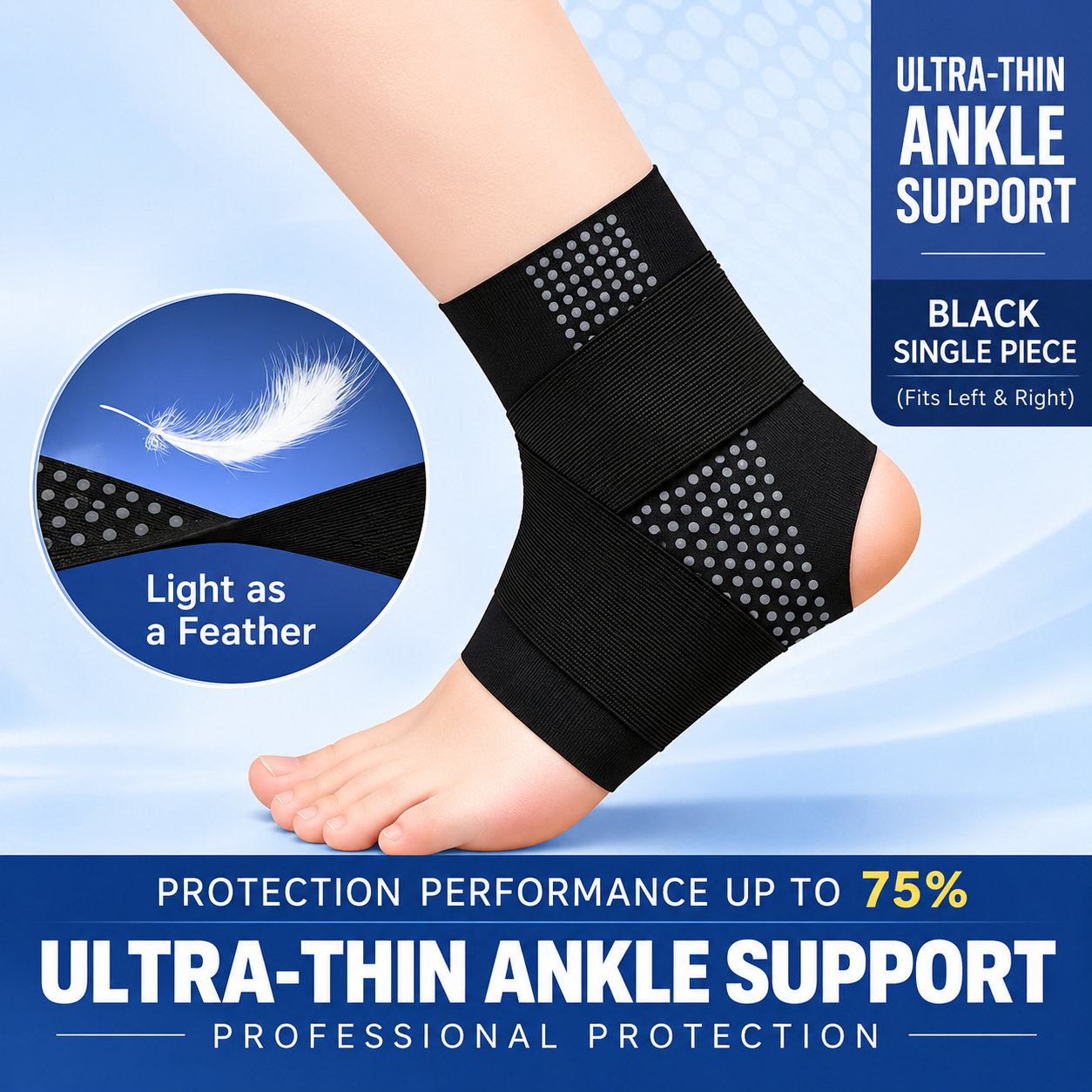 Ultra-Thin Ankle Support Brace with Gel Pads – Adjustable Compression Wrap for Everyday Comfort