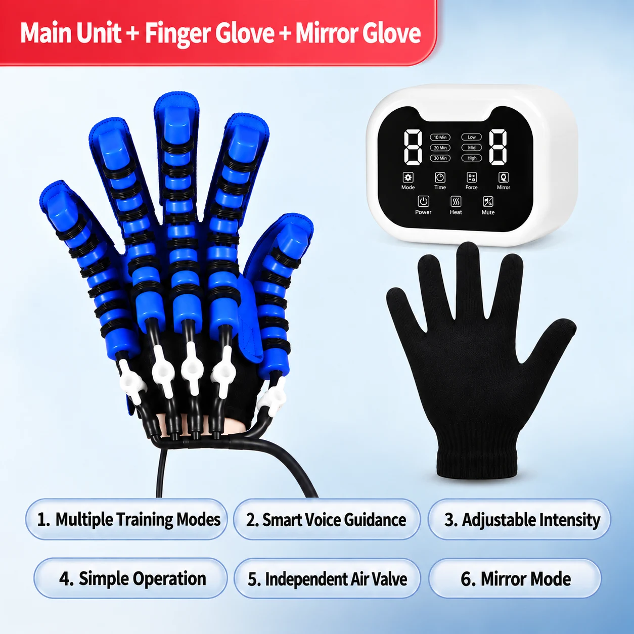 Smart Air-Powered Finger Exercise Trainer – Adjustable Hand Movement & Grip Training Glove