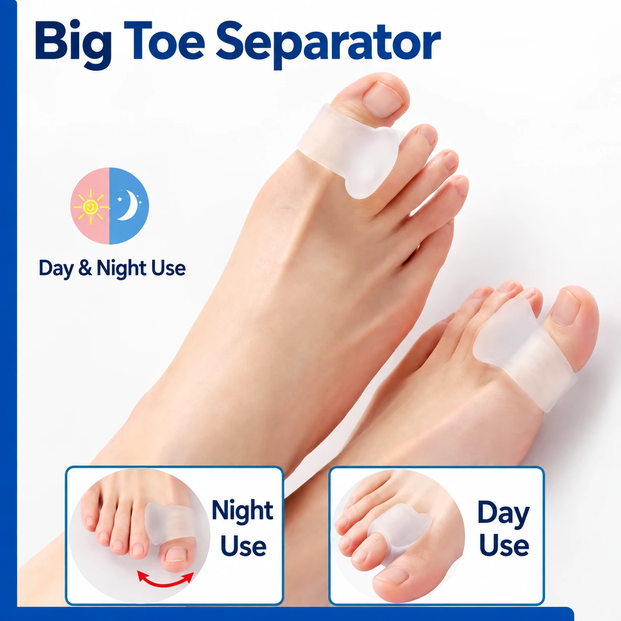 Silicone Toe Separator for Everyday Comfort | Big Toe Support & Toe Alignment Aid