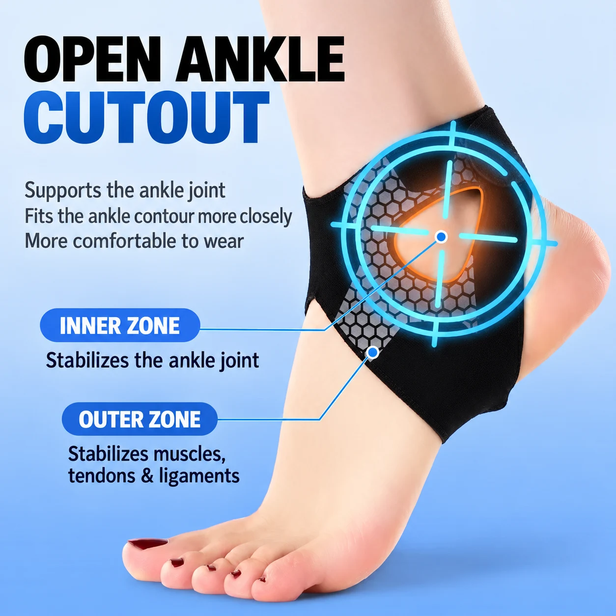 Adjustable Honeycomb Ankle Support Brace – Dual-Strap Stability & Comfortable Fit