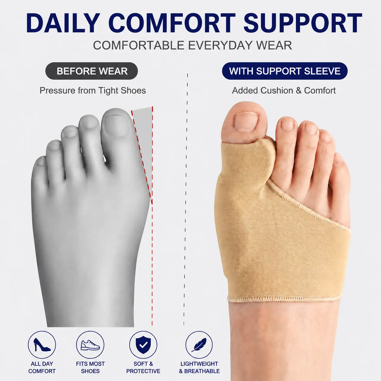 Daily Comfort Toe Support Sleeve (1 Pair)