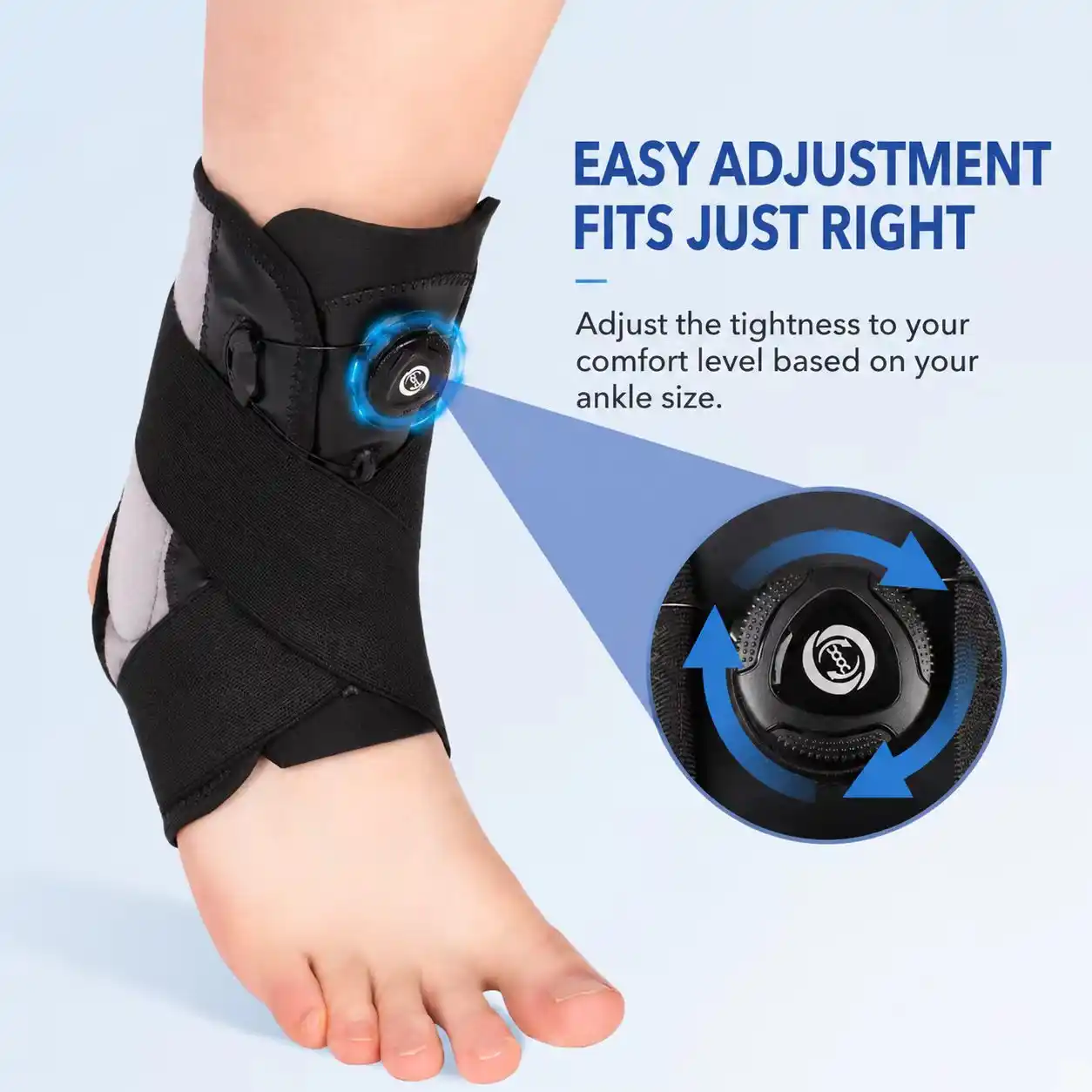 Adjustable Dial Ankle Support Brace – Open-Heel Stabilizer for Daily Comfort