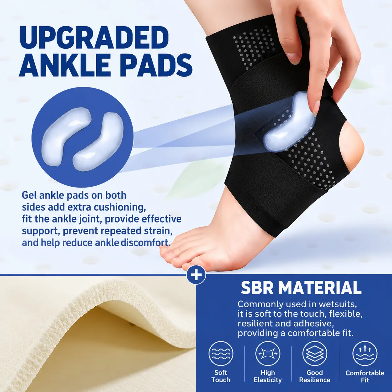 Ultra-Thin Ankle Support Brace with Gel Pads – Adjustable Compression Wrap for Everyday Comfort