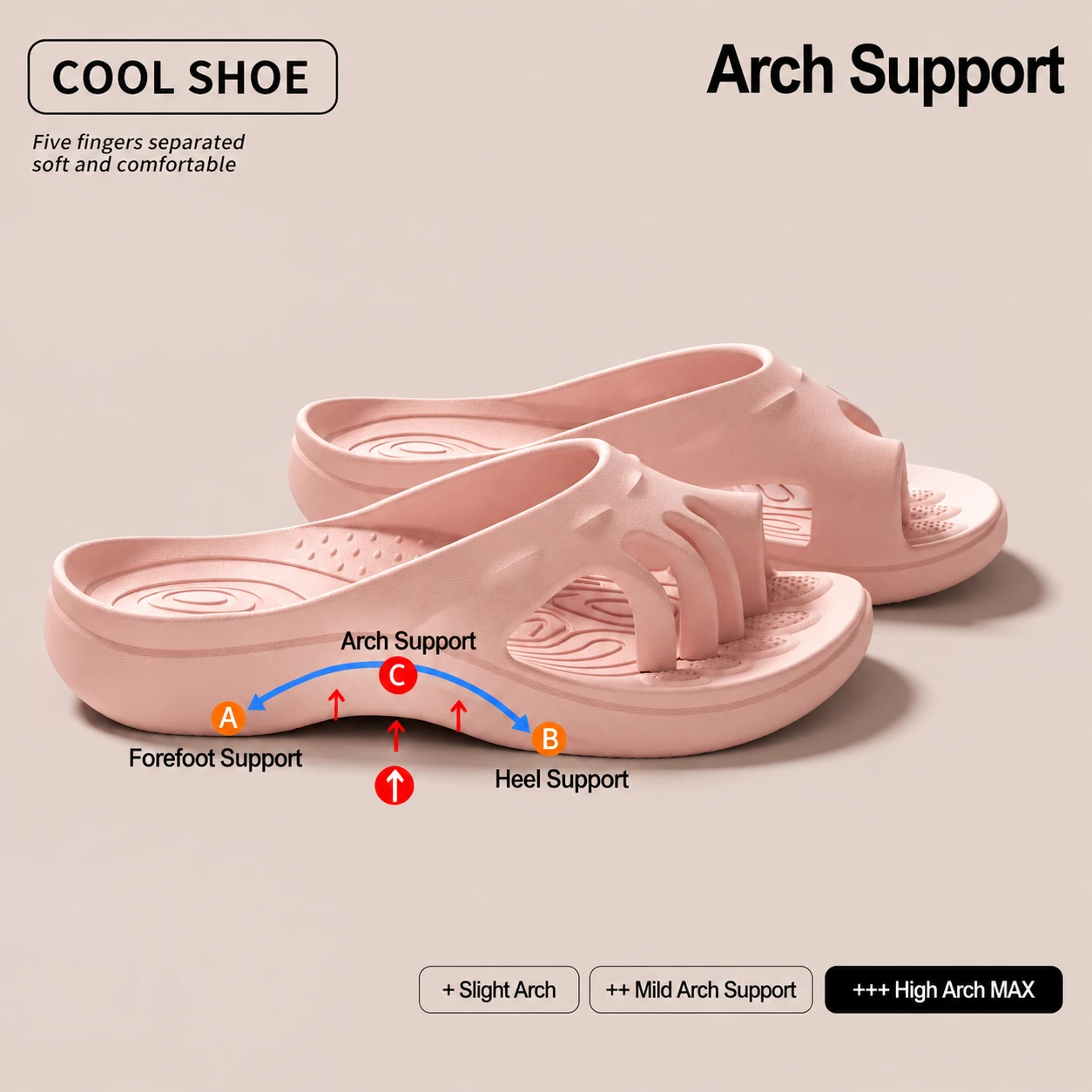 Five-Toe Separation Slides with Arch Support