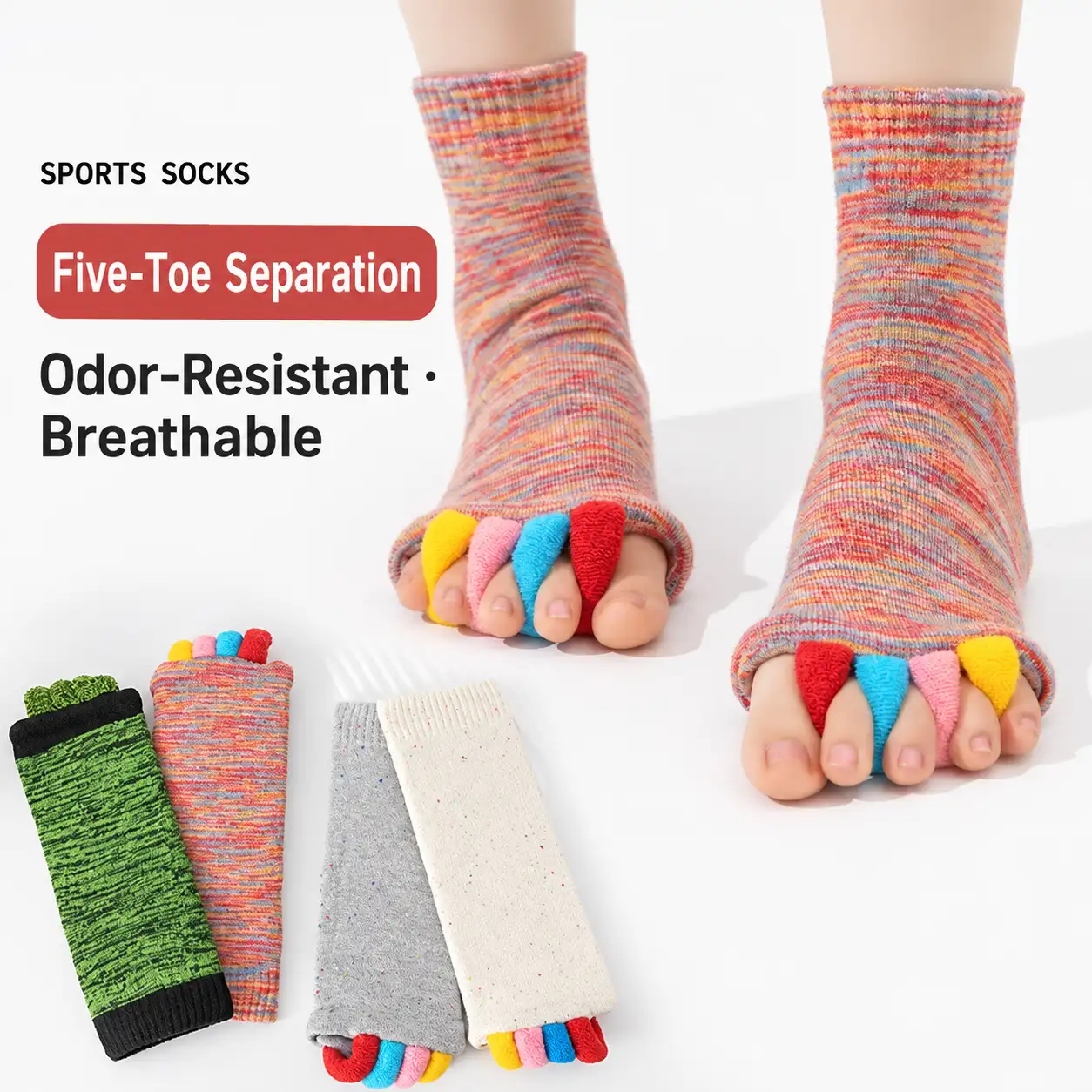 Five-Toe Separation Socks | Breathable Toe Spacer Socks for Daily Foot Comfort
